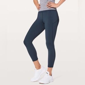 Lululemon Final Lap Crop 23" True Navy Cropped Nulux Yoga Legging PAINT SPOTS 6